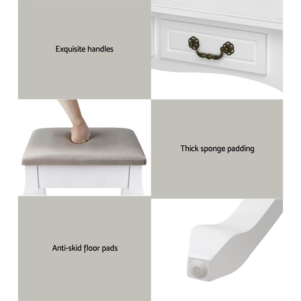 Dressing Vanity & Dressing Tables: Artiss Dressing Table Stool Set Foldable Mirror White