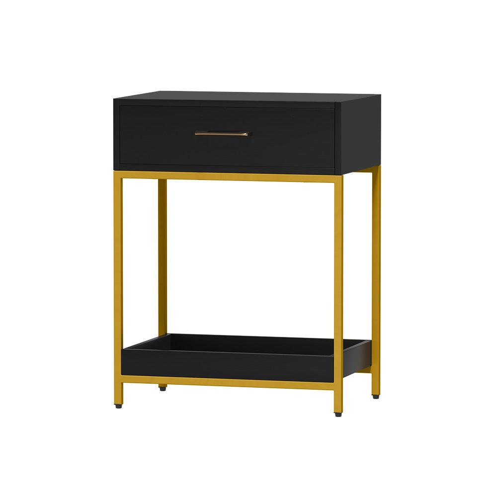 Bedside Tables: Artiss Bedside Table Drawers Side Table Shelf Storage Nightstand Black MASON