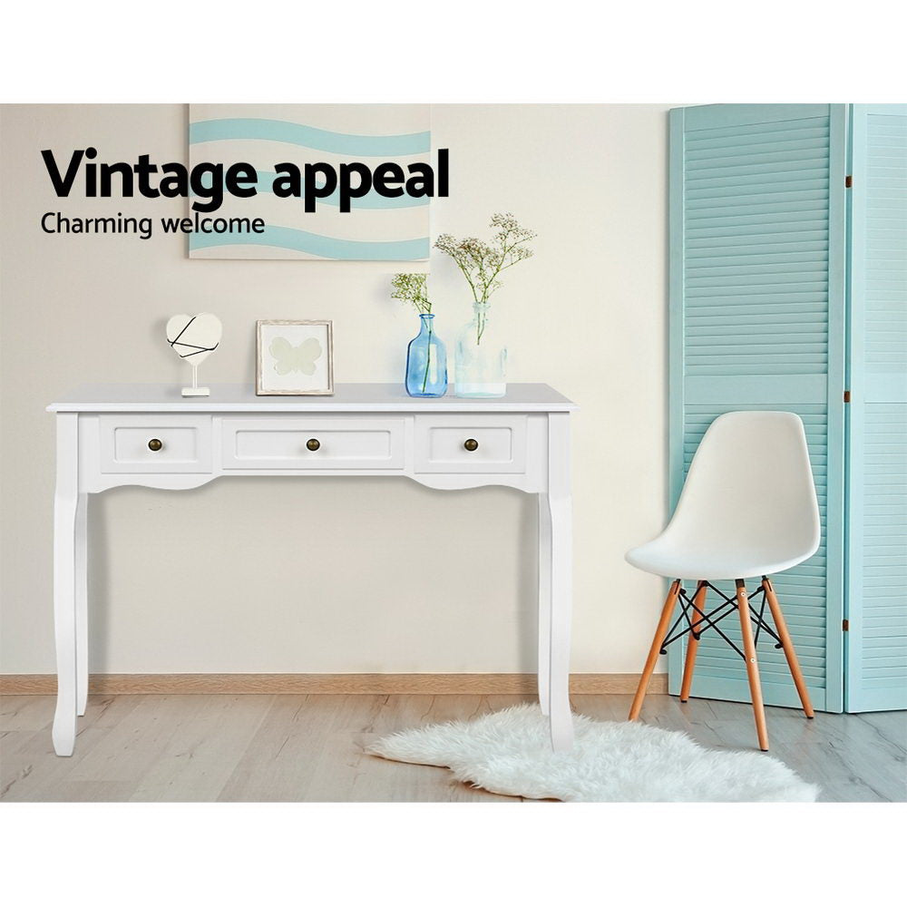 Dressers: Artiss Console Table 3 Drawers White Hamptons