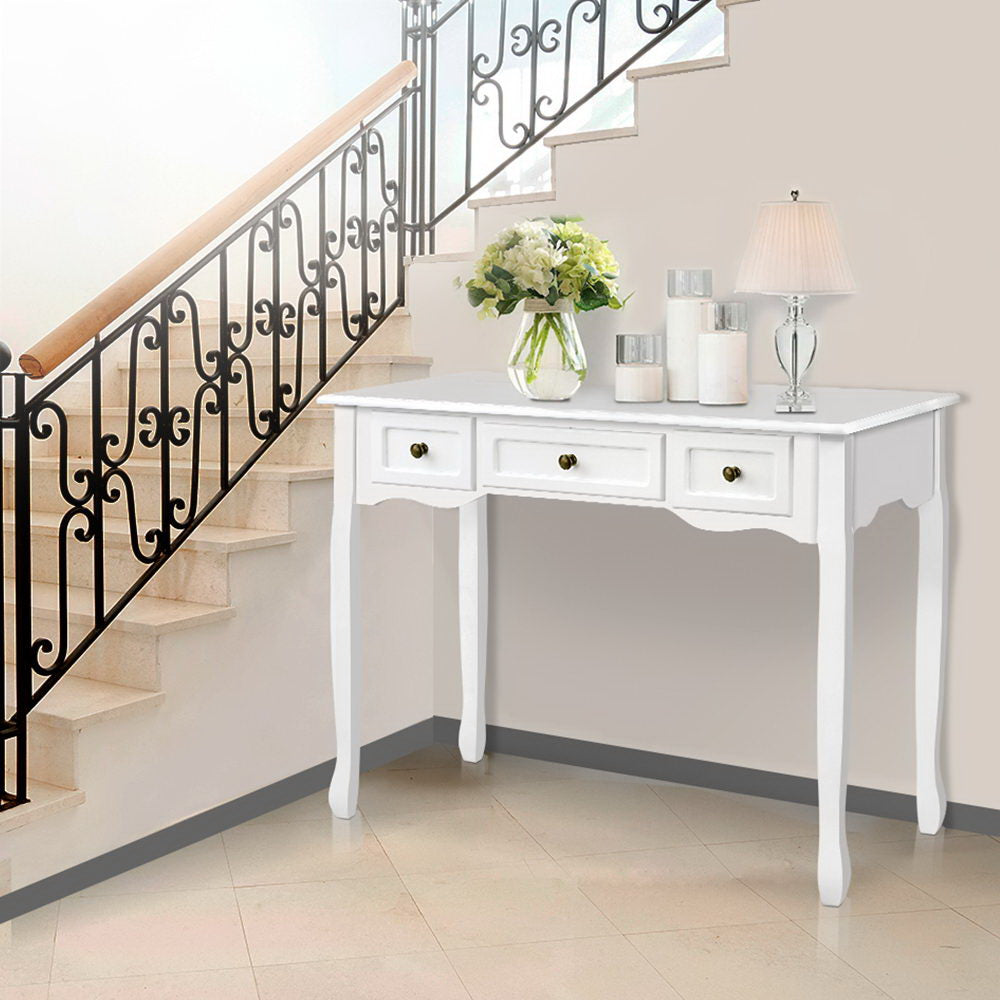 Dressers: Artiss Console Table 3 Drawers White Hamptons