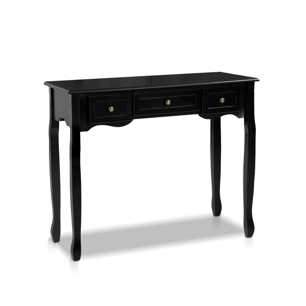 Dressers: Artiss Console Table 3 Drawers Black Hamptons