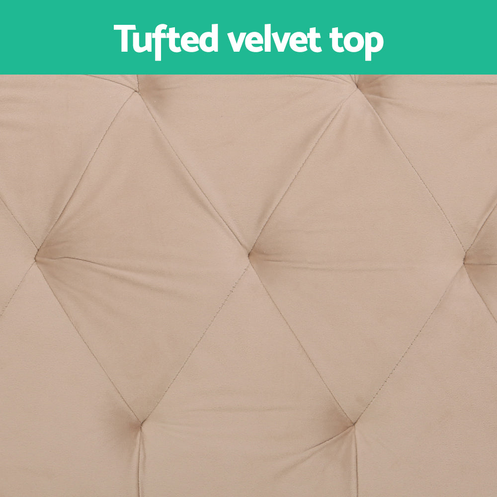 Blankets & Throws: Artiss Storage Ottoman Blanket Box 80cm Weaved Velvet Pine