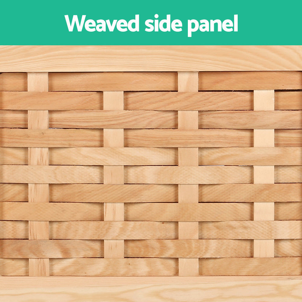 Blankets & Throws: Artiss Storage Ottoman Blanket Box 80cm Weaved Velvet Pine