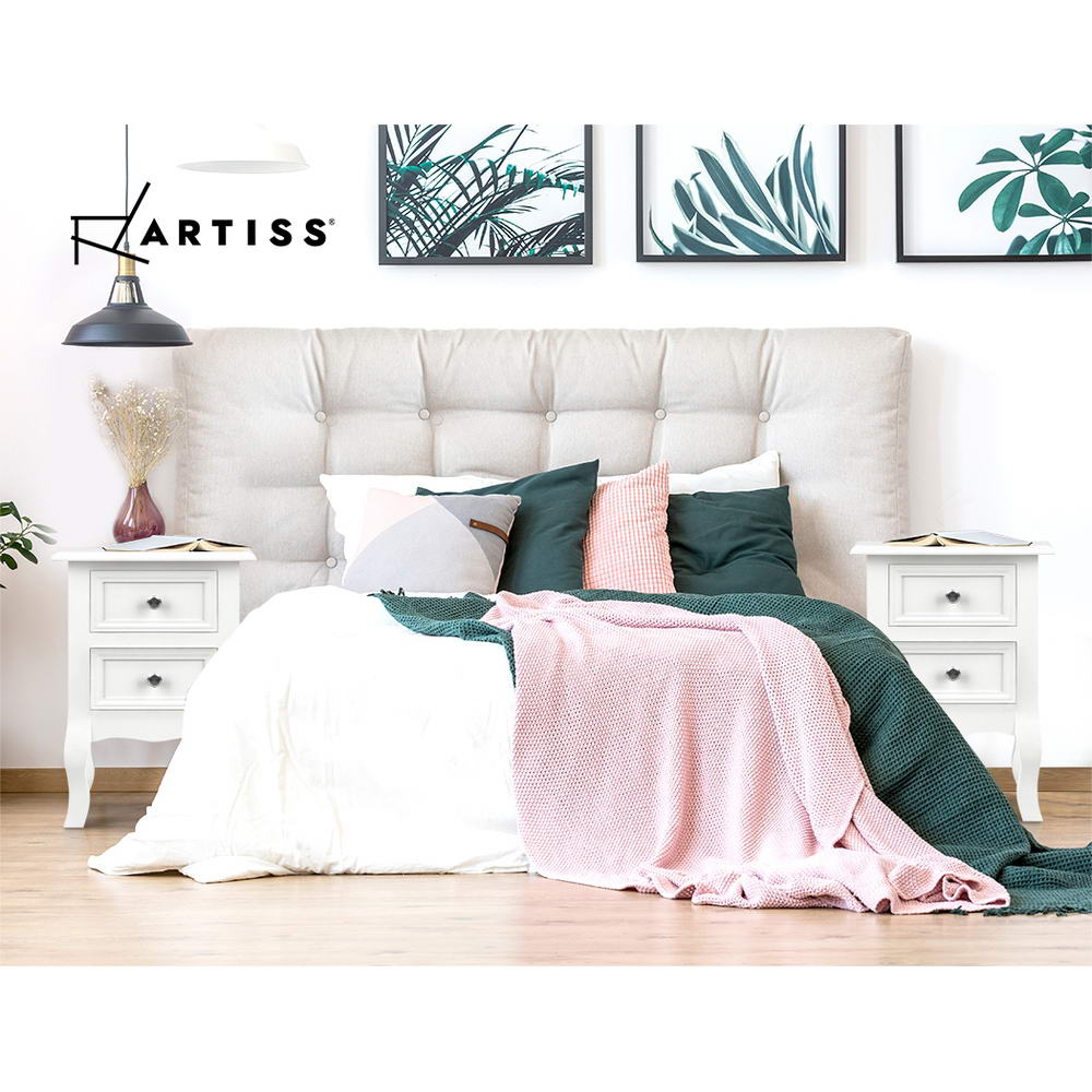 Bedside Tables: Artiss Bedside Table 2 Drawers - BISSET White