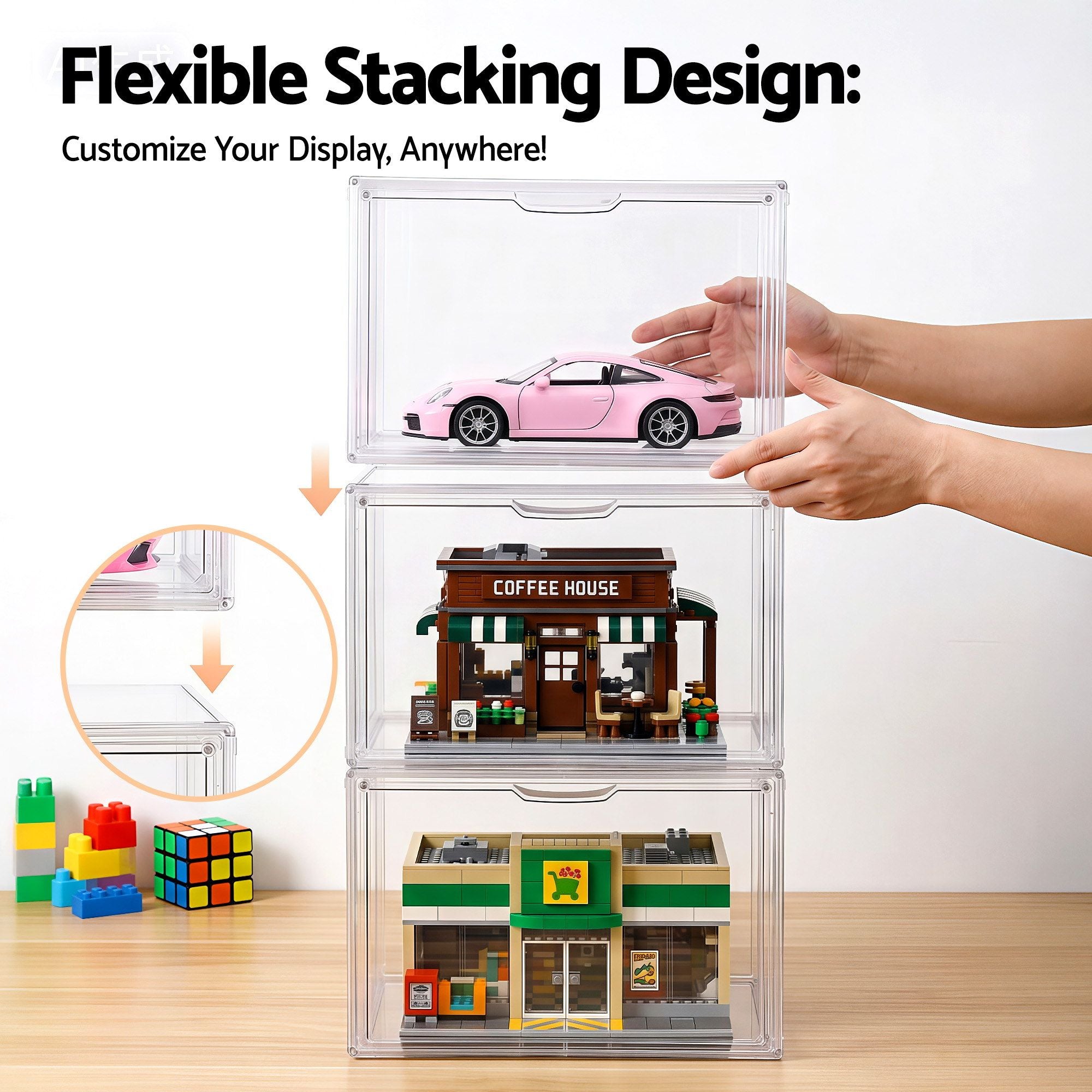 Artiss Clear Acrylic Display Case Box 2 Pack For Toys 54cm