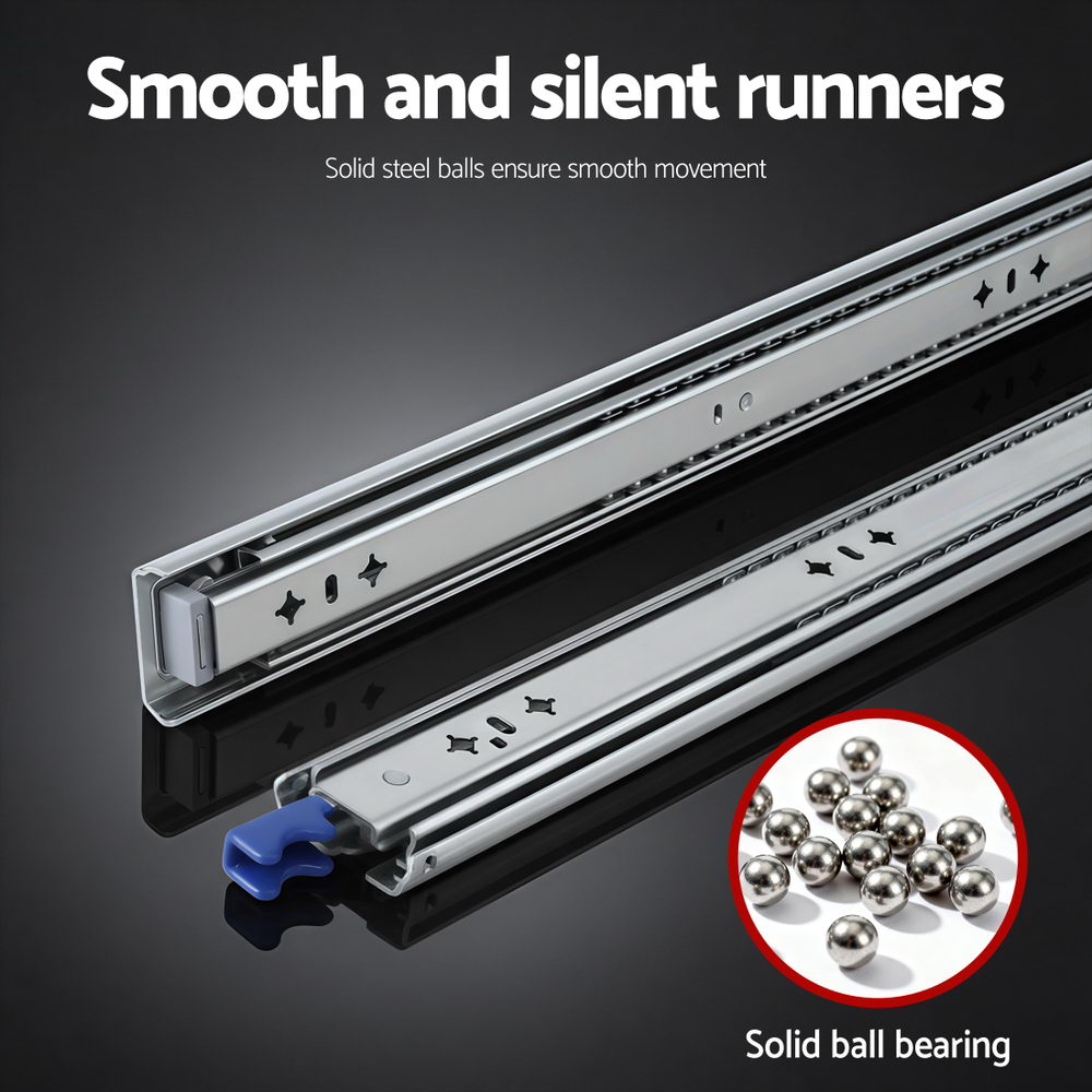 Giantz 2x Drawer Slides Heavy Duty Full Extension Locking 500-1000mm Length