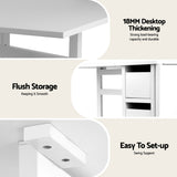 Artiss Dining Table and Chairs Set 5pcs Foldable Kitchen Furniture with 2 Drawers Black and White