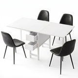 Artiss Dining Table and Chairs Set 5pcs Foldable with 2 Drawers Black and White