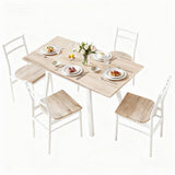 Dining Set: Artiss Dining Table and Chairs Set 5pcs Foldable Kitchen Furniture Natural White