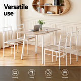 Dining Set: Artiss Dining Table and Chairs Set 5pcs Foldable Kitchen Furniture Natural White