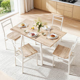 Dining Set: Artiss Dining Table and Chairs Set 5pcs Foldable Kitchen Furniture Natural White