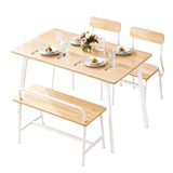 Dining Set: Artiss Dining Table and Chairs Set of 4 Bench Kitchen Furniture Natural and White