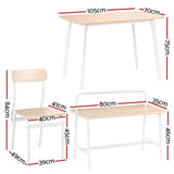 Dining Set: Artiss Dining Table and Chairs Set of 4 Bench Kitchen Furniture Natural and White