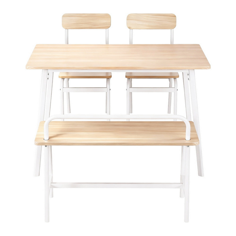 Dining Set: Artiss Dining Table and Chairs Set of 4 Bench Kitchen Furniture Natural and White