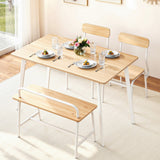 Dining Set: Artiss Dining Table and Chairs Set of 4 Bench Kitchen Furniture Natural and White