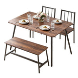 Dining Set: Artiss Dining Table and Chairs Set of 4 Bench Kitchen Furniture Rustic Brown