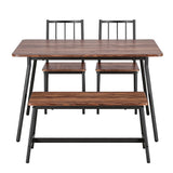 Dining Set: Artiss Dining Table and Chairs Set of 4 Bench Kitchen Furniture Rustic Brown