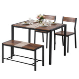 Dining Set: Artiss Dining Table and Chairs Set of 4 Bench Kitchen Furniture Rustic Brown