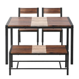 Dining Set: Artiss Dining Table and Chairs Set of 4 Bench Kitchen Furniture Rustic Brown
