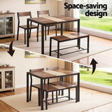 Dining Set: Artiss Dining Table and Chairs Set of 4 Bench Kitchen Furniture Rustic Brown