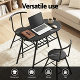 Dining Set: Artiss Dining Table Set 3PC Bistro Kitchen Storage Wine Rack Black Marble Style