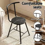Dining Set: Artiss Dining Table Set 3PC Bistro Kitchen Storage Wine Rack Black Marble Style
