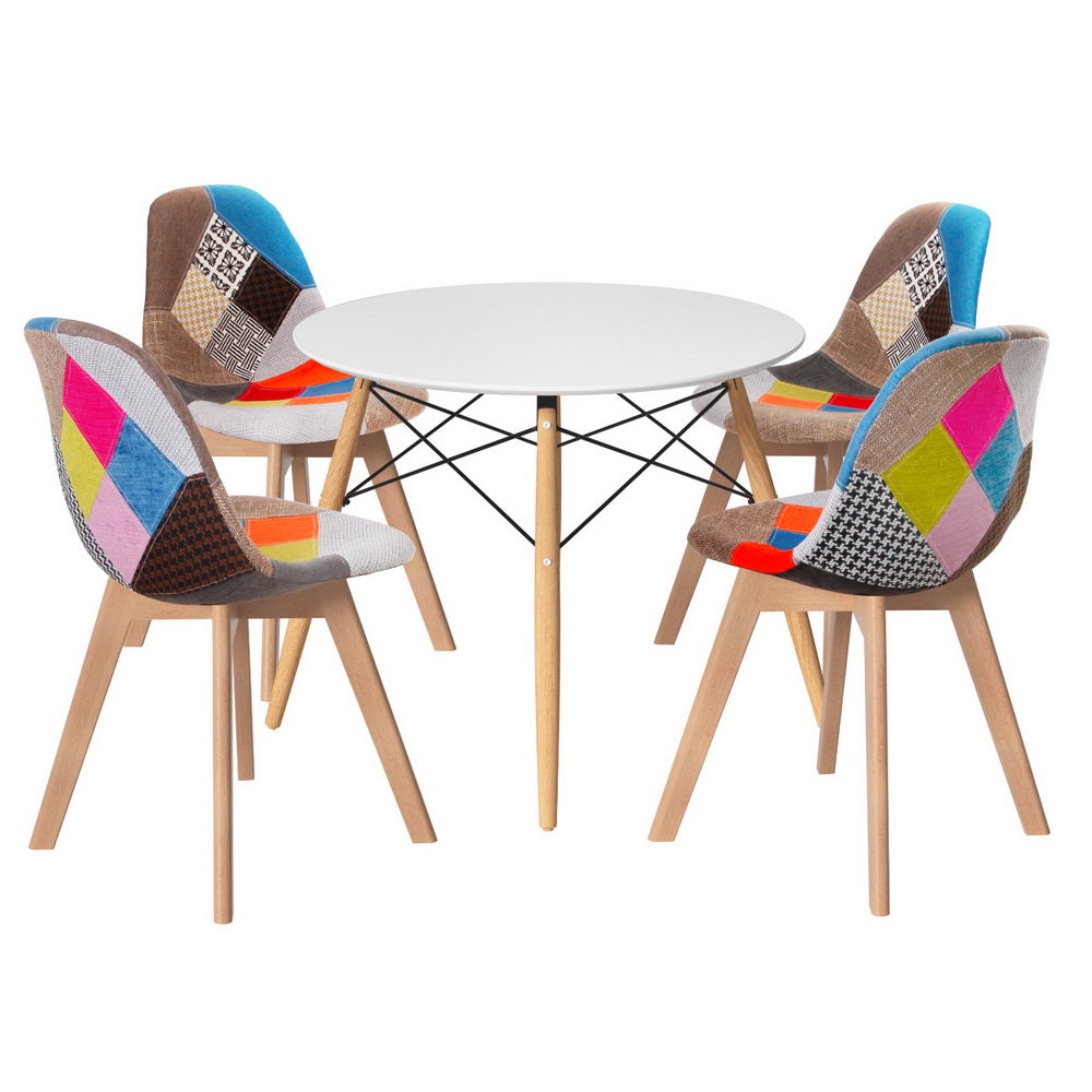 Dining Set: 1 Artiss Dining Table and 4 Chairs Set DSW White