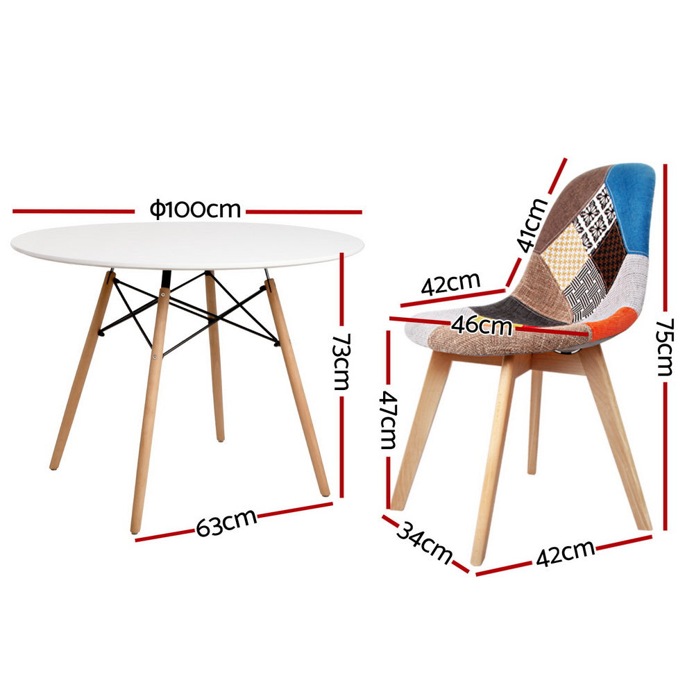 Dining Set: 1 Artiss Dining Table and 4 Chairs Set DSW White