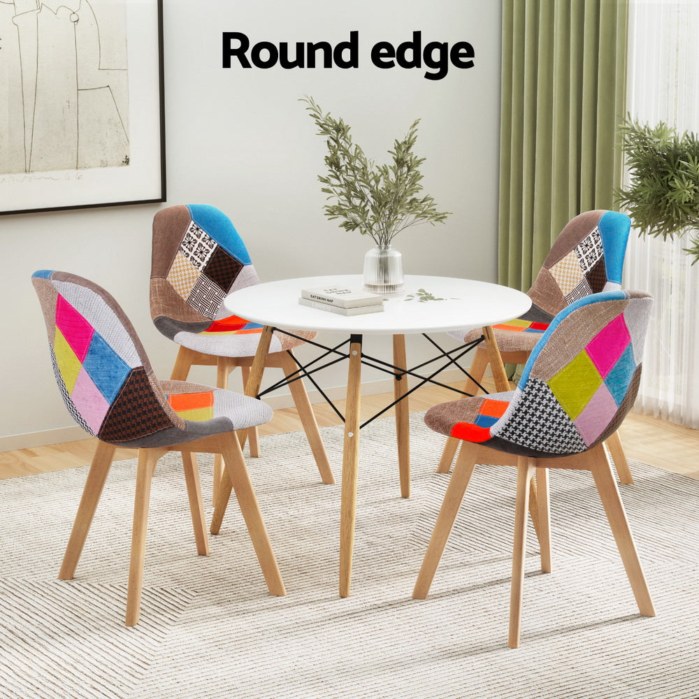 Dining Set: 1 Artiss Dining Table and 4 Chairs Set DSW White