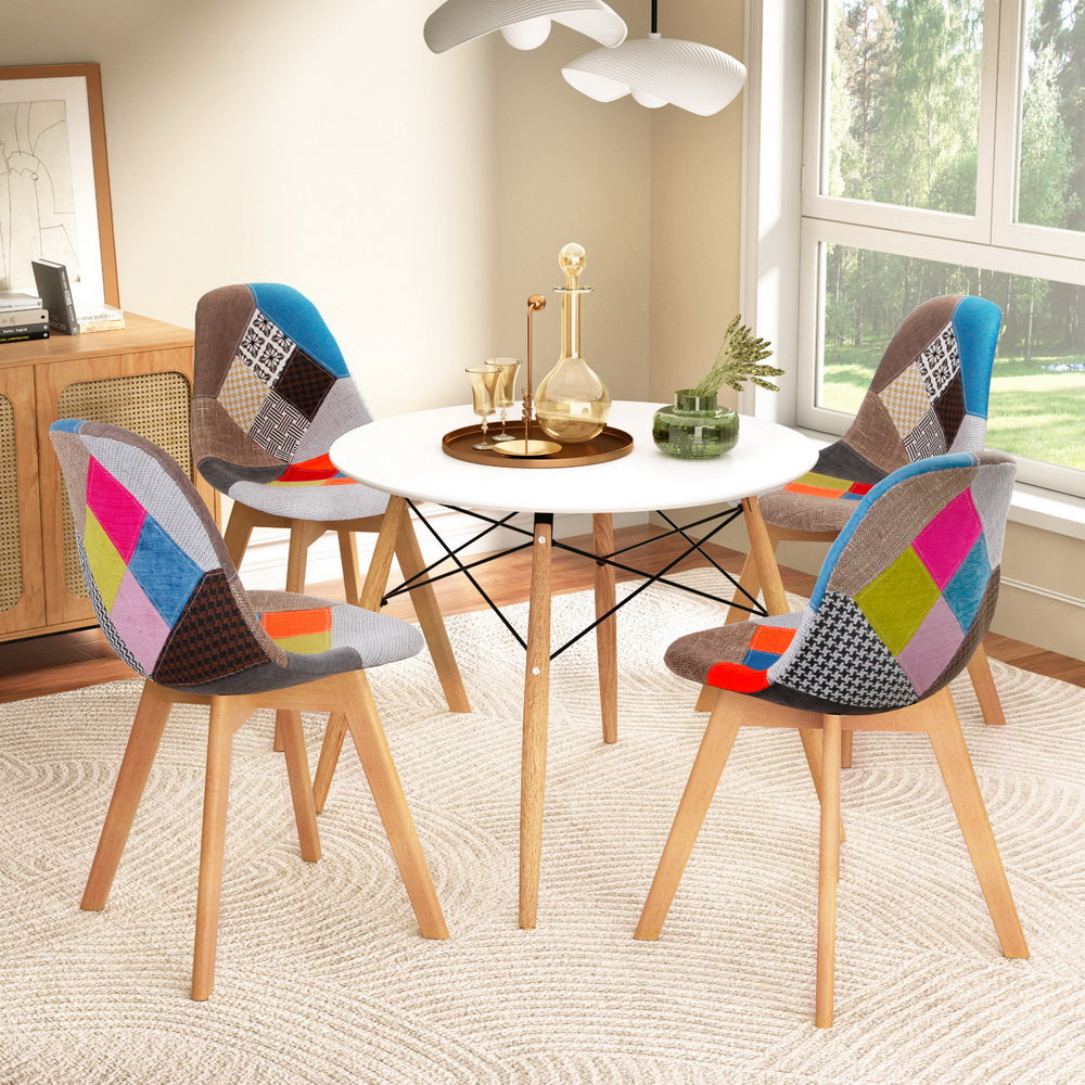 Dining Set: 1 Artiss Dining Table and 4 Chairs Set DSW White