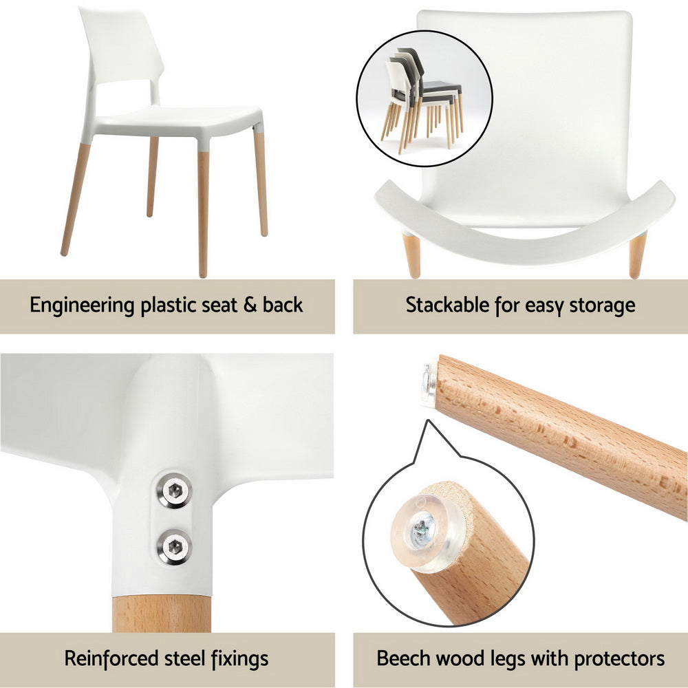 Dining Set: 1 Artiss Dining Table and 4 Chairs Set White Wood