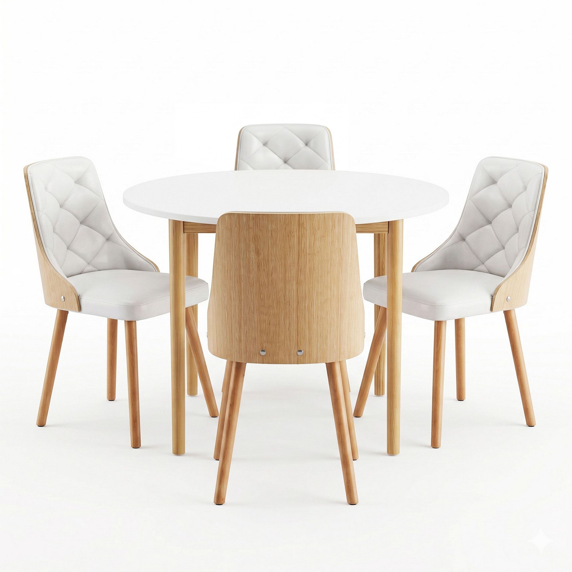 Artiss Dining Table and Chairs Set 5PCS Round 4 PU Leather Seater Dining Set White