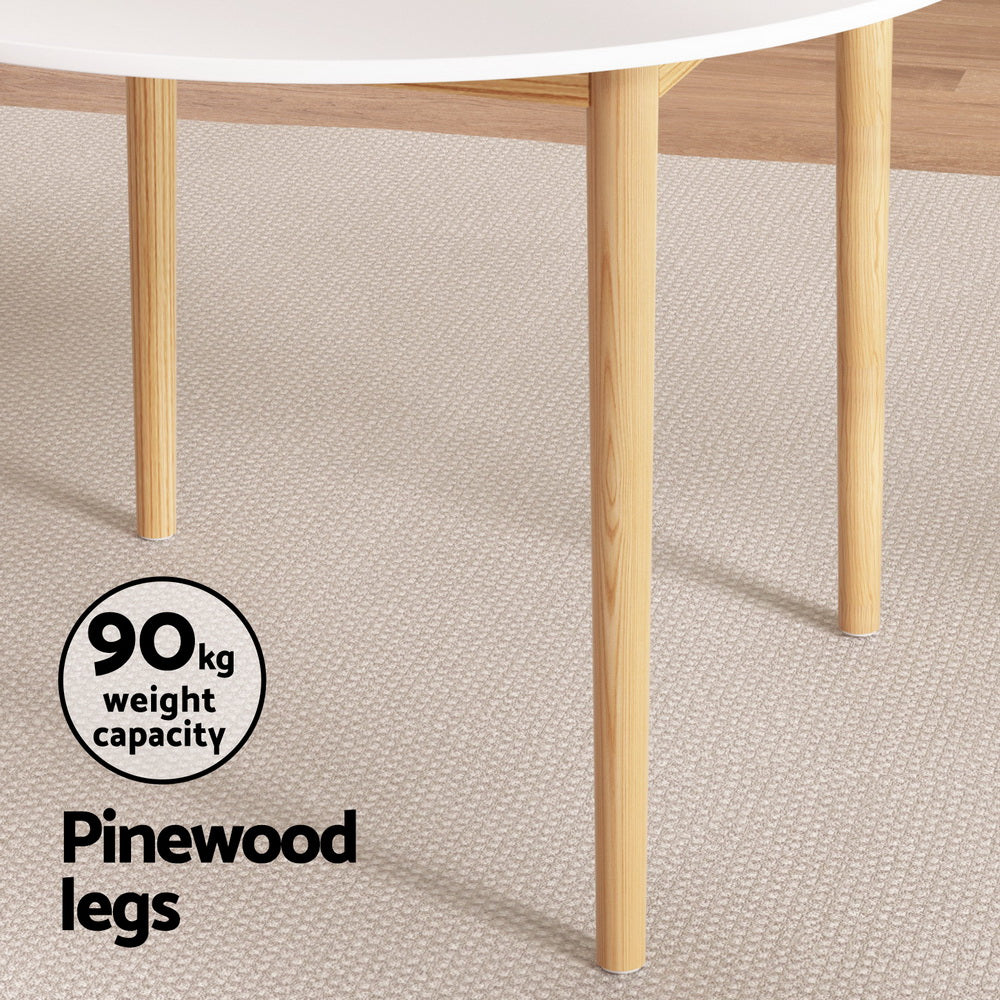 Dining Set: 1 Artiss Dining Table and 4 Chairs Set Wishbone Wood