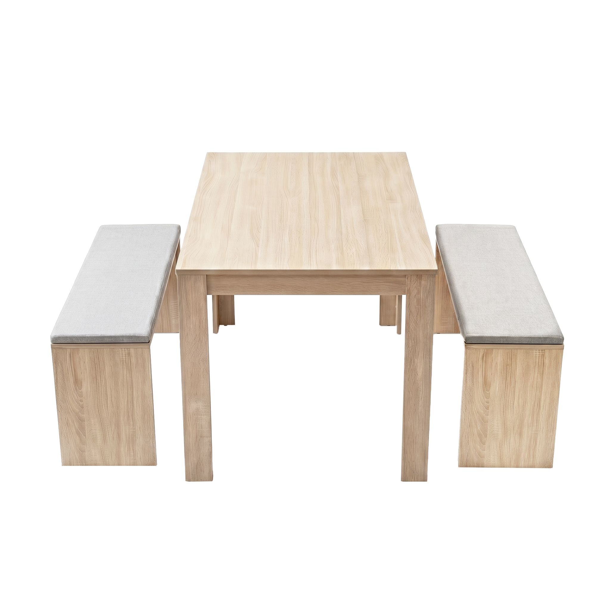 Artiss 3 Piece Dining Sets, 120cm Wooden Dining Table and 2 Upholstered Chairs Set, Space-Saving Modern Kitchen Dining Suite for Home Apartment (Oak)