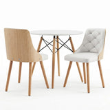 Artiss Dining Table and Chairs Set 3PCS 90cm 2 Seater Round Dining Set for Kitchen, Apartment, Dining Room White