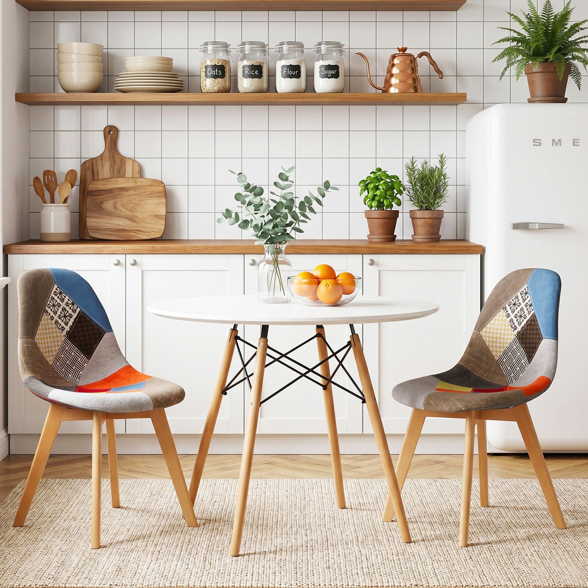 Artiss Dining Table and Chairs Set 3PCS Round 2 Seater Dining Set for Kitchen, Apartment, Dining Room White