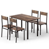 Dining Set: Artiss Dining Table and Chairs Set of 5 Compact Kitchen Furniture Rustic Brown