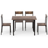 Dining Set: Artiss Dining Table and Chairs Set of 5 Compact Kitchen Furniture Rustic Brown