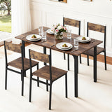 Dining Set: Artiss Dining Table and Chairs Set of 5 Compact Kitchen Furniture Rustic Brown