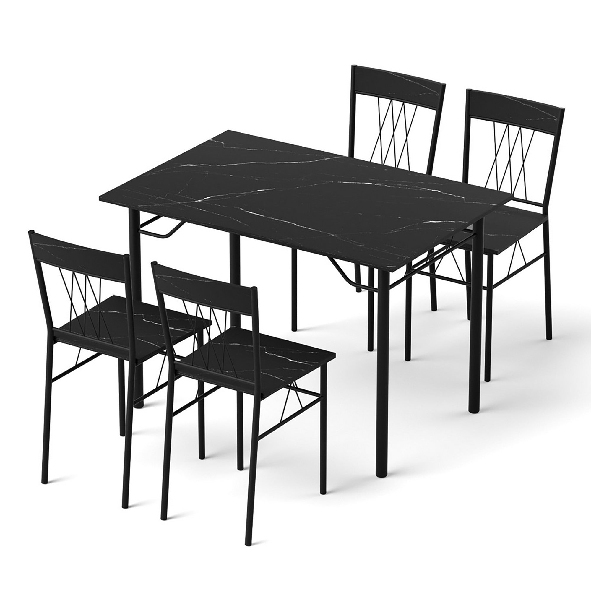Dining Set: Artiss Dining Table and Chairs Set of 5 Compact Kitchen Furniture Marble Black