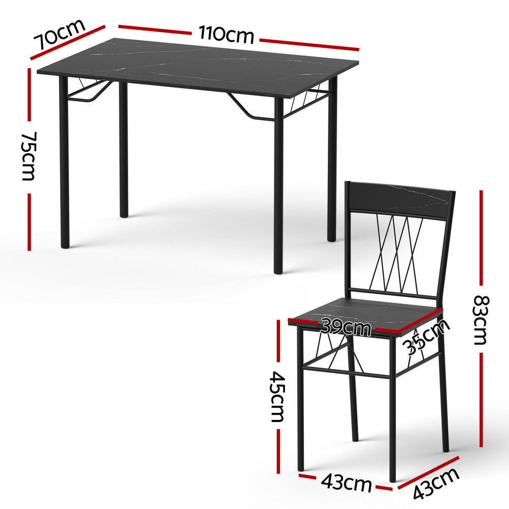Dining Set: Artiss Dining Table and Chairs Set of 5 Compact Kitchen Furniture Marble Black