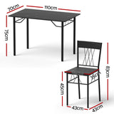Dining Set: Artiss Dining Table and Chairs Set of 5 Compact Kitchen Furniture Marble Black