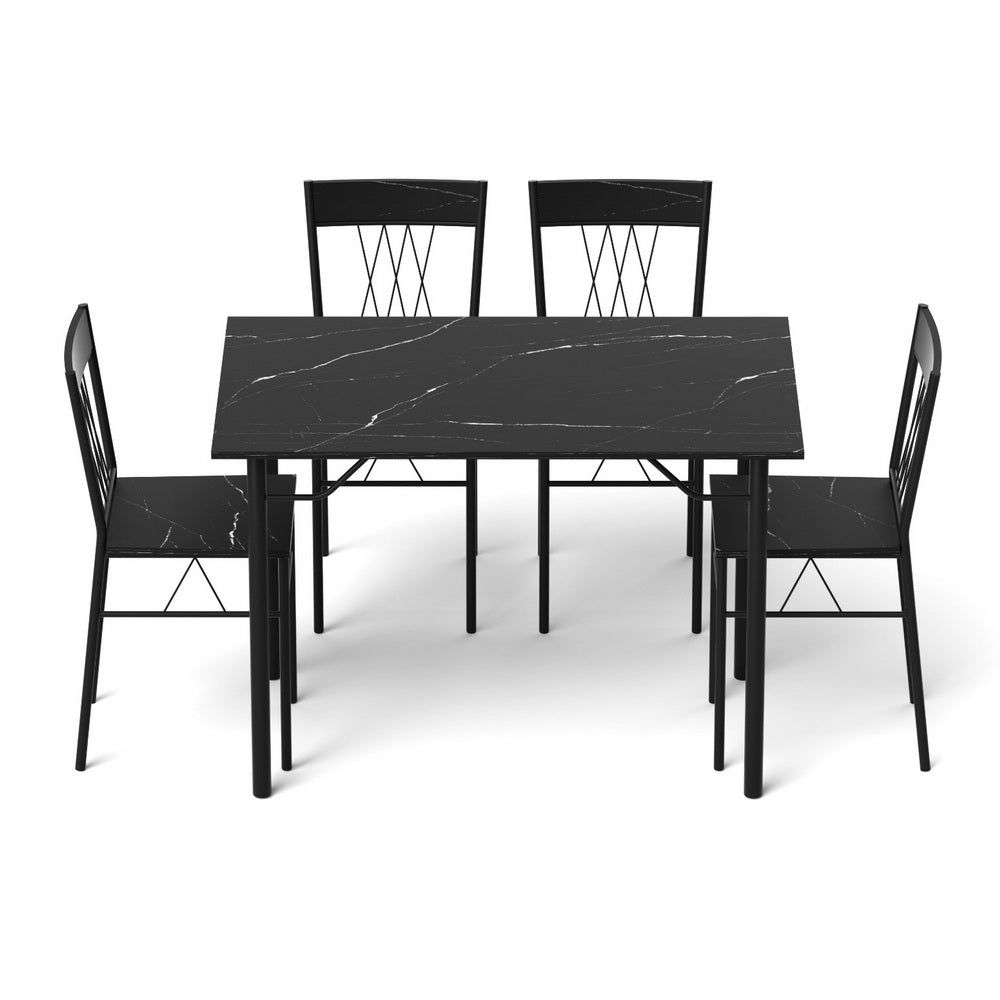 Dining Set: Artiss Dining Table and Chairs Set of 5 Compact Kitchen Furniture Marble Black