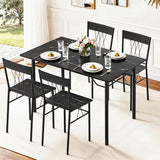 Dining Set: Artiss Dining Table and Chairs Set of 5 Compact Kitchen Furniture Marble Black