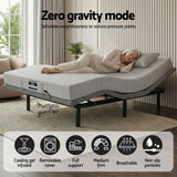 Artiss King Bed Frame and Giselle Bedding King Memory Foam Mattress Set, Electric Bed Base with Zero Gravity & 7 Zone Cooling Comfort for Back Pain Relief, Black & Grey, 15cm Thickness