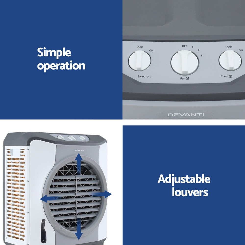 Evaporative Coolers: Devanti Evaporative Air Cooler Conditioner Commercial 45L