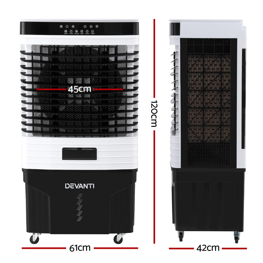 Evaporative Coolers: Devanti 60L Evaporative Air Cooler Conditioner