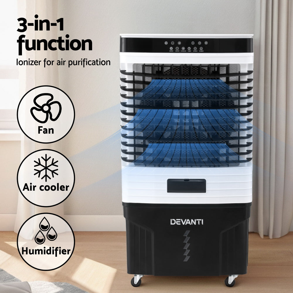 Evaporative Coolers: Devanti 60L Evaporative Air Cooler Conditioner