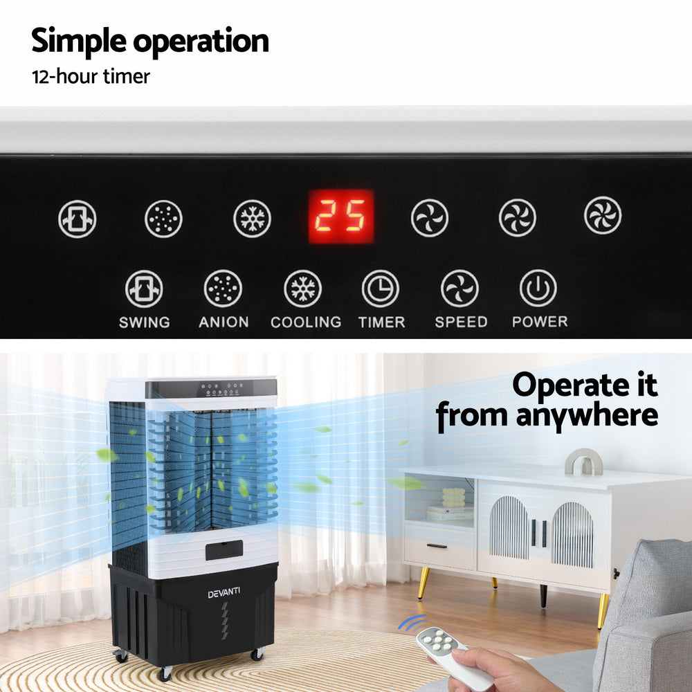 Evaporative Coolers: Devanti 60L Evaporative Air Cooler Conditioner