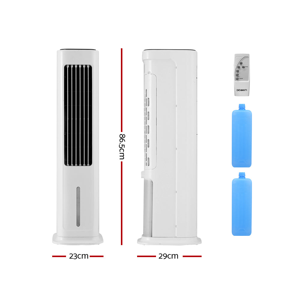 Evaporative Coolers: Devanti Tower Evaporative Air Cooler Conditioner Portable Cool Fan Humidifier 6L